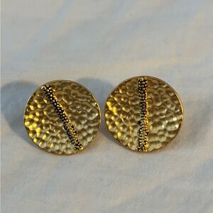 Gold Textured Round Earrings